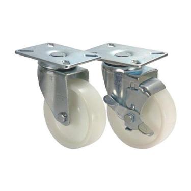 Imagem de Kit 2 un roda rodízio giratório freio nylon 3 pol 75mm - AJAX