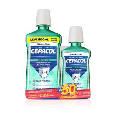 Imagem de Kit Enxaguante Bucal Cepacol Menta Ice Zero Álcool 500ml+250ml