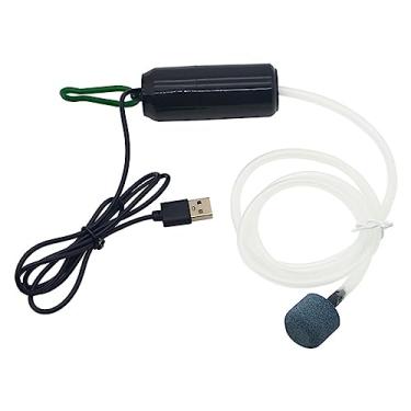 Imagem de Compressor de ar silencioso para aquário com bomba de ar de oxigênio com tubo de ar, bomba de ar USB para aquário