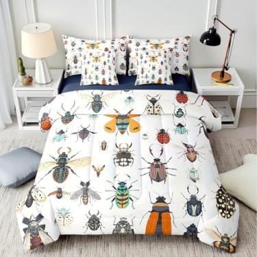 Imagem de Conjunto de edredom com besouros coloridos, tamanho Queen, 7 peças, casa de fazenda rústica, vida selvagem, decoração de quarto de crianças, meninos, cama de poliéster em uma bolsa com edredom