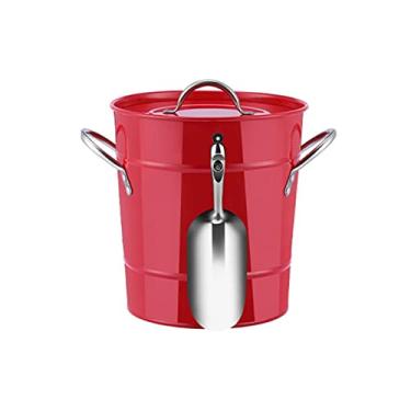 Imagem de Balde de gelo para festas Balde de gelo de parede dupla com tampa, balde de bebidas de armazenamento doméstico balde de gelo de ferro engrossado para bar doméstico, recipiente de gelo de cerveja e