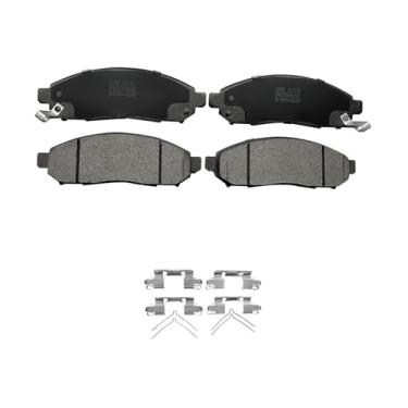 Imagem de PM Auto Pastilhas de freio dianteiras de substituição para Nissan Frontier 2005-2019, Nissan Pathfinder 2005-2012, Nissan Xterra 2005-2015, Suzuki Equator 2009-2012, conjunto de 4 pastilhas de freio