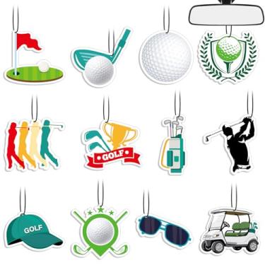 Imagem de Loopeer 12 peças de purificadores de ar de golfe para carro, fatia pendurada, perfume, aromatizador de ar temático de golfe, presentes perfumados, decoração de quarto interior para homens, mulher, pai