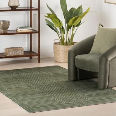 Imagem de Nuloom Serenya Tapete geométrico 1,8 x 2,5 m lavável à máquina para sala de estar, quarto, sala de jantar, verde