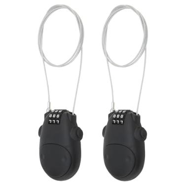 Imagem de HOJLKLD Fechadura de cabo combinada, fechaduras de bagagem com cabo de aço retrátil de 76,2 cm, mini trava de viagem para mala de bebê, bicicleta (2, preto)