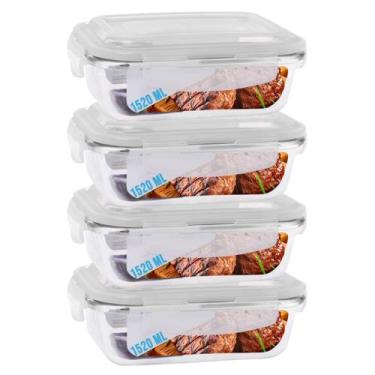 Imagem de Jogo 4 Pote de Vidro Hermético Marmita Tampa 4 Travas 1520ml - QUALITY