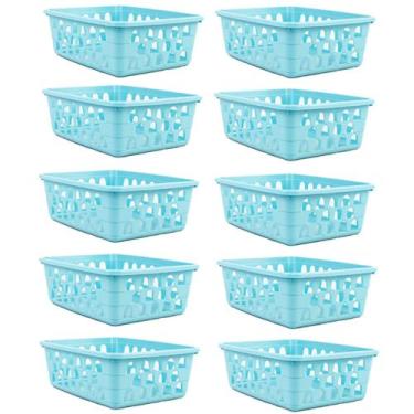 Imagem de Kit 10 Cestos Multiuso Organizador Pequeno Azul 16x12x6Cm - 123 Organi