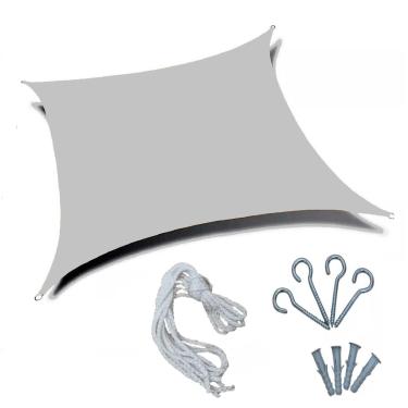 Imagem de Genérico, Tela Toldo Cinza Sombreamento 5x5 Quadrada + Kit Instalação