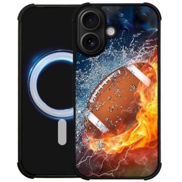 Imagem de DAIZAG Capa para Z10MJ, [Compatível com Magsafe] Capa de telefone macia à prova de choque Air-Guard Corners para meninos e homens, futebol americano Ice Fire