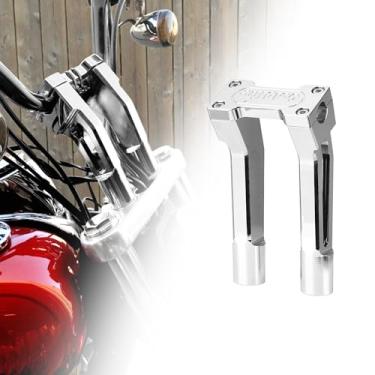 Imagem de Sresk Elevadores de guidão com braçadeira superior de uma peça para guidão Harley com área de fixação de 2,54 cm (cromada, 15,24 cm)