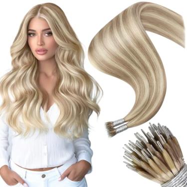 Imagem de Moresoo Extensões de cabelo loiro humano nano contas realce mel loiro e loiro claro Nano Link extensões de cabelo humano para casamento 50G 50S 52 polegadas