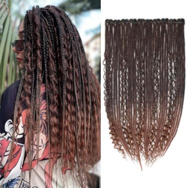 Imagem de Pouweney Extensões Dreadlock de 61 cm, 10 peças, conjuntos completos, 40 fios preto/castanho-avermelhado, extensões para mulheres, 100% feitas à mão, macio, fino, 0,6 cm de largura.