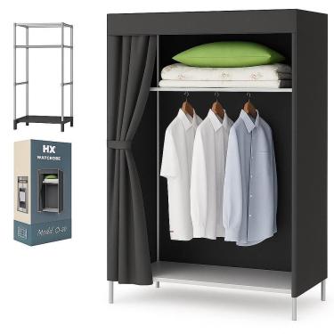 Imagem de Guarda Roupa Portatil Cabideiro Armario Organizador Prateleiras Compacto Quarto Closet Camping