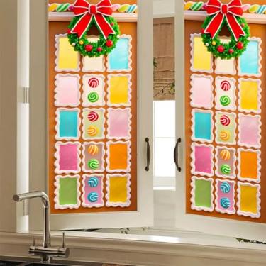 Imagem de HOMETITUTE Adesivo de vidro colorido para porta de pão de gengibre de Natal com vidro fosco decorativo para janela de privacidade adesivo de vidro aderente para quarto, sala de estar, escritório, 48 x