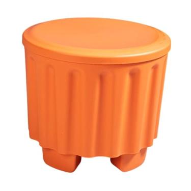 Imagem de IEUDNS Banco de troca de sapatos pufe com armazenamento para crianças e adultos, cadeira de penteadeira criativa, assento de penteadeira, apoio para os pés, Laranja