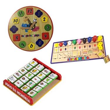 Imagem de Kit Jogo Da Memória, Relógio Pedagógico E Liga Numérica - Generica