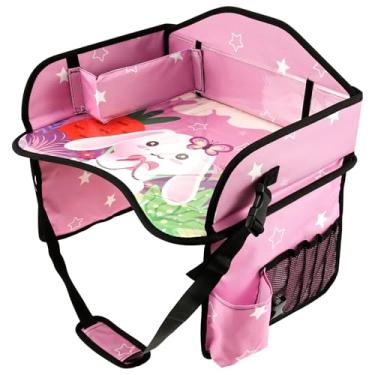 Imagem de Bandeja de viagem infantil para assento de carro infantil, essencial para viagem de carro, bandeja de mesa para crianças com alça de alívio de peso, base de silicone antiderrapante, tapete impermeável
