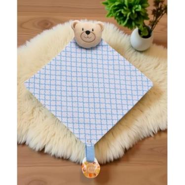 Imagem de Naninha De Bebê Com Prendedor De Chupeta Menina Menino(urso azul)