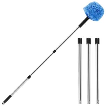 Imagem de Espanador de teia de aranha com haste de extensão, escova de teia de aranha de cabo longo, ferramenta de limpeza de teia de aranha para ambientes internos e externos, espanador de teia de aranha para