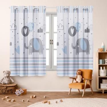 Imagem de Cortina Infantil Estampada, 200 x 150 cm, Poliéster, Decorativa para Quarto, Sala ou Escola (ELEFANTINHO)