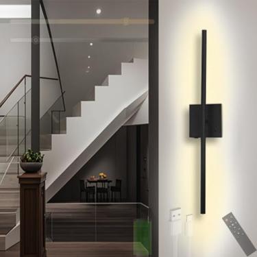 Imagem de GZZBMY Arandela de parede LED operada por bateria recarregável por USB sem fio com controle remoto touch regulável, lâmpadas de parede giratórias de 360° para quarto, sala de estar, escadas, corredor