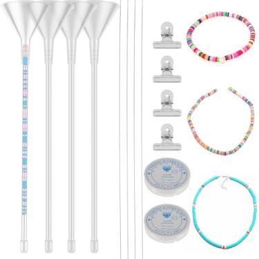 Imagem de FALESOUL Kit de funil de contas, 4 peças, kit de pulseira de contas de funil de miçangas para fazer joias, pulseiras e colares de contas de argila com funil de miçangas, agulhas de miçangas, clipe
