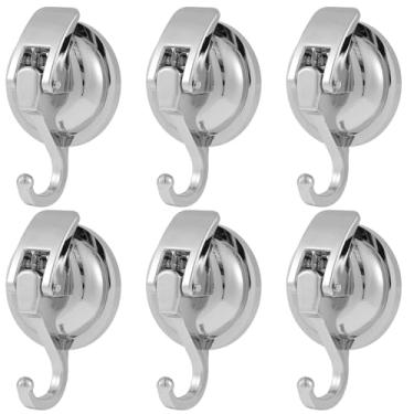 Imagem de KHZSPP Pacote com 6 ganchos de ventosa resistentes para chuveiro, ganchos de ventosa para roupão de banho de vidro e ganchos de toalha reutilizáveis, ganchos de vidro a vácuo, reutilizáveis, sem furo