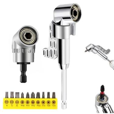 Imagem de Moonlik Adaptador De Furadeira Ângulo Reto 105 Graus, Acessório Atualização 2025 Com Ponta Chave Fenda Multifuncional, Cubo Parafuso Ferramenta Canto Haste Sextavada 1/4" Para Trabalho Doméstico (Lo