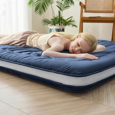 Imagem de VIPBED Colchão de futon japonês tamanho completo, colchão dobrável de 10 cm, tapete de tatami, tapete de dormir, shiki futon tradicional preenchido com espuma 32D (shikibuton), projetado no Japão