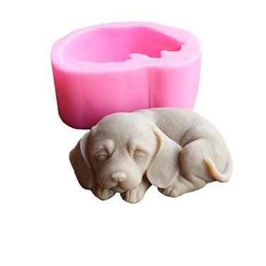 Imagem de Moldes de vela de silicone para cães 3D Runloo moldes de sabonete para filhotes fofos moldes de bolo de chocolate para assar moldes de bolo para cães (2 peças como imagem de embalagem)
