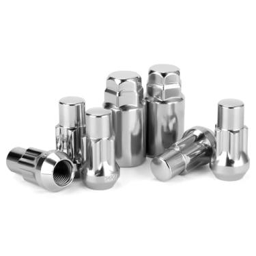 Imagem de MEILUNBS Fechaduras de roda cromadas com tração estriada – Kit antirroubo M14 x 1,5 (45 mm) com 5 fechaduras/2 chaves