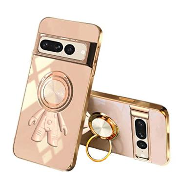 Imagem de Capa compatível com Google Pixel 7 Pro com suporte de anel, padrão astronauta, suporte de anel giratório de 360°, preto, para Google Pixel 7 Pro, capa de silicone à prova de choque fina (rosa)