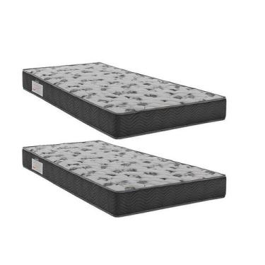 Imagem de Kit 2 Colchões Solteiro Ortobom D33 Iso 100 78x188x18 Grafite/branco