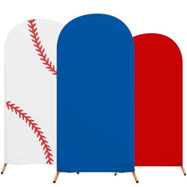 Imagem de Tingjoo 3 peças de capa clássica de arco de beisebol com suporte de elastano com tema esportivo de 1,2 m, 1,5 m, 1,8 m, adereços de fundo fotográfico para decoração de festa de aniversário