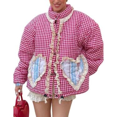 Imagem de Jaqueta feminina Yimoon recortada acolchoada e acolchoada, casaco acol