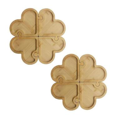 Imagem de Kit 2 Petisqueiras Quebra-Cabeça Bambu 26Cm