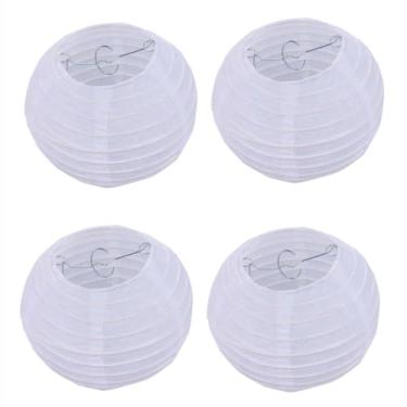 Imagem de TOOMYAUTO 4 lanternas de papel branco decorativas redondas penduradas para decorações de festa de casamento, aniversário, festival, decoração de casa (30,5 cm)