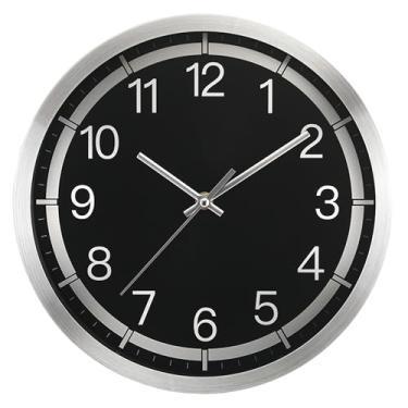 Imagem de Fzy.bstim Relógio de parede silencioso decorativo, relógio de parede analógico de aço inoxidável operado por bateria