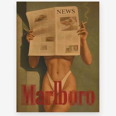 Imagem de LEKAI Arte de parede retrô fashion cigarro modelo sexy ocidental pôster de biquíni para colagem dormitório apartamento decoração de quarto - impressão em tela feminina glamourosa moderna imagens para