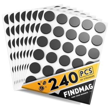 Imagem de FINDMAG 240 peças de ímãs redondos com suporte adesivo, pontos de fita magnética flexível, tiras magnéticas autoadesivas para artesanato, quadro branco, escola, casa, pendurar e organizar objetos