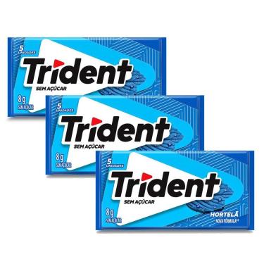 Imagem de Kit 3 Chiclete Trident Hortelã 8g