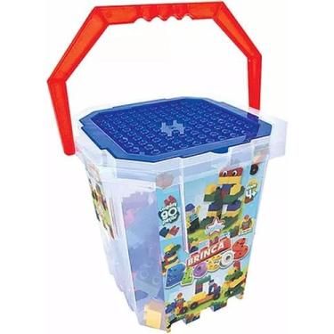 Imagem de Blocos de Montar Balde Brinca Blocos 90 Peças Big Star