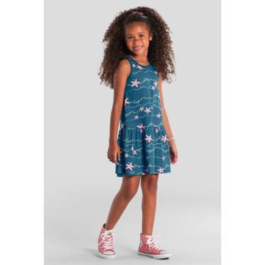 Imagem de Vestido infantil menina de estrelinhas Brandili, Verde, 6