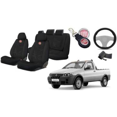 Imagem de Kit Capas Tecido Banco Strada 2004 a 2011 + Capa Volante + Chaveiro Fi