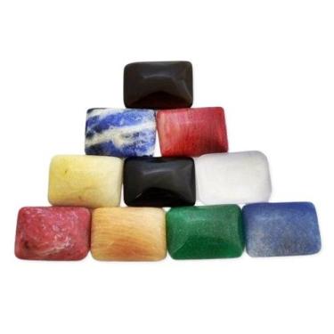 Imagem de 10 Retângulos Cabochão de Pedras Mistas Lapidadas Calibradas 15 x 20 m