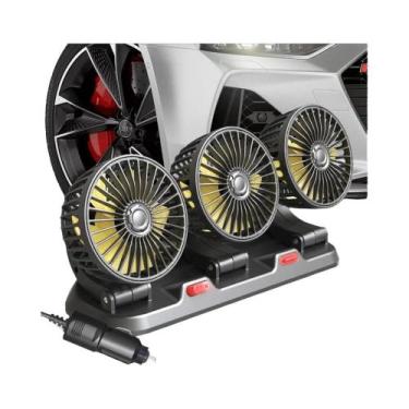 Imagem de Ventilador de Carro Ajustável 360° - 3 Cabeças, Silencioso e com 2 Vel