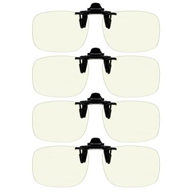 Imagem de Eyekepper Pacote com 4 óculos de sol Flip-up Clip-On 59 x 39 mm Metal Wear Over Glasses, 4 peças - óculos com bloqueio de luz azul, One Size