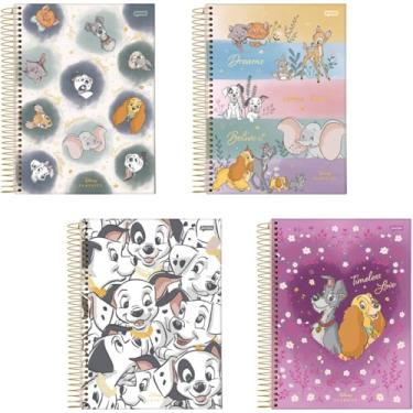 Imagem de Kit de Cadernos, Jandaia, 10 Matérias, Capa Dura, Disney Clássicos, 160 folhas, Pacote com 4