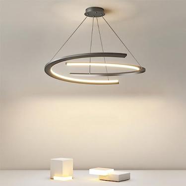 Imagem de Luminárias pendentes modernas de LED 6000K, ajustáveis, em formato de semicírculo, com luminária de ferro para iluminação romântica, ideal para quarto ou sala de estar
