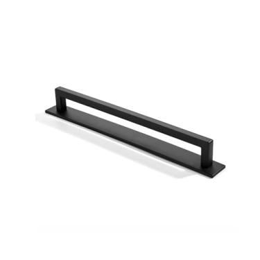 Imagem de khtumeware Pacote com 5, orifício central de 20,3 cm, puxador de armário preto fosco com placa traseira, alças resistentes e sólidas com placa de base para armário de gaveta, puxadores de cozinha